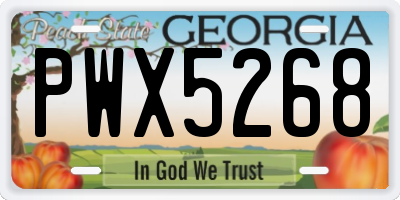 GA license plate PWX5268