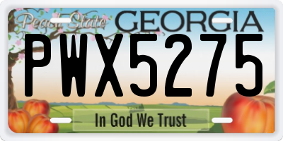 GA license plate PWX5275