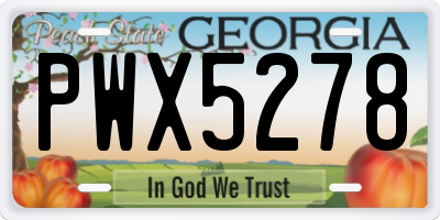 GA license plate PWX5278