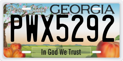 GA license plate PWX5292