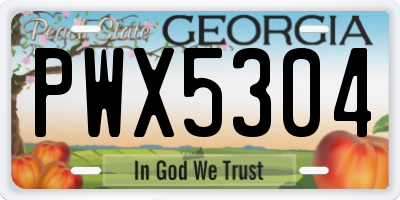 GA license plate PWX5304