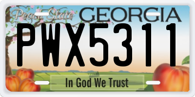 GA license plate PWX5311