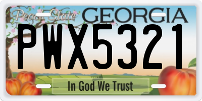 GA license plate PWX5321