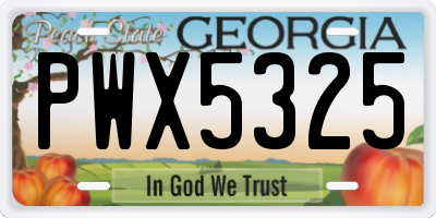 GA license plate PWX5325