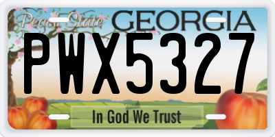 GA license plate PWX5327