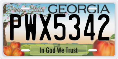 GA license plate PWX5342
