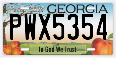 GA license plate PWX5354