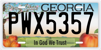 GA license plate PWX5357