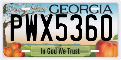 GA license plate PWX5360