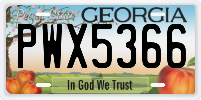 GA license plate PWX5366