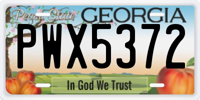 GA license plate PWX5372