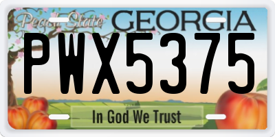GA license plate PWX5375