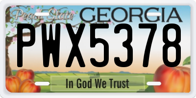 GA license plate PWX5378