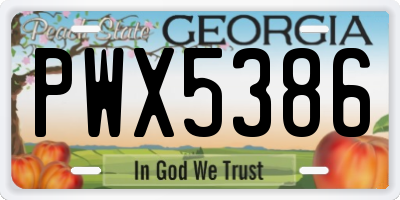 GA license plate PWX5386
