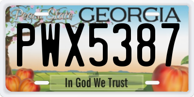 GA license plate PWX5387