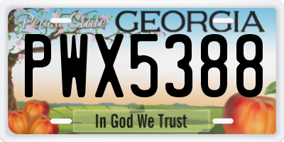 GA license plate PWX5388