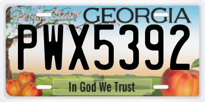 GA license plate PWX5392