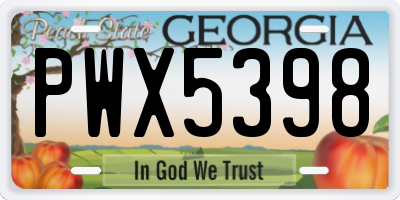 GA license plate PWX5398