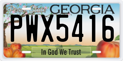 GA license plate PWX5416