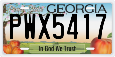 GA license plate PWX5417