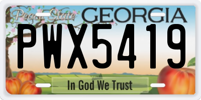 GA license plate PWX5419