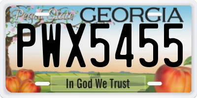 GA license plate PWX5455