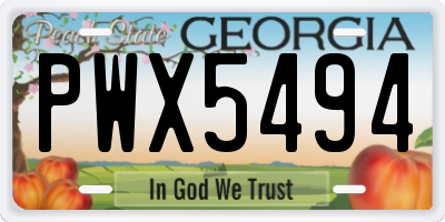 GA license plate PWX5494