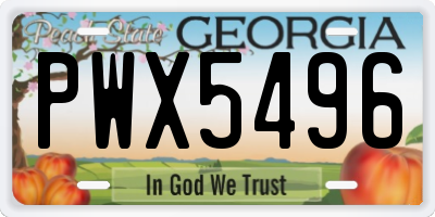 GA license plate PWX5496