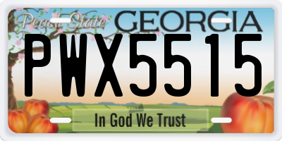 GA license plate PWX5515