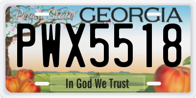 GA license plate PWX5518