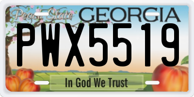 GA license plate PWX5519
