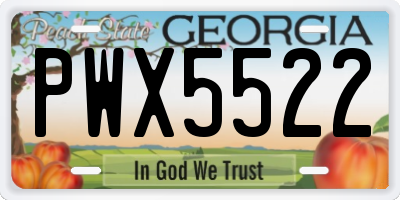 GA license plate PWX5522