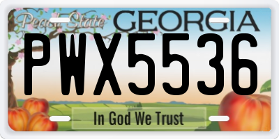 GA license plate PWX5536