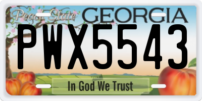 GA license plate PWX5543