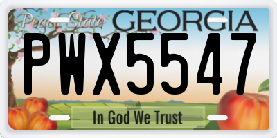 GA license plate PWX5547
