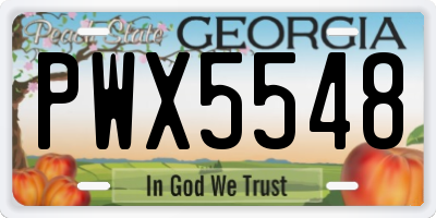 GA license plate PWX5548