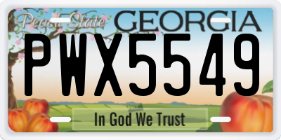 GA license plate PWX5549