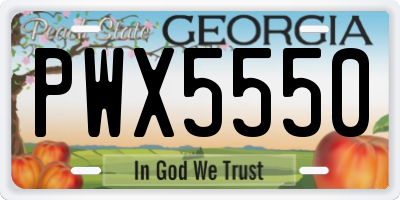 GA license plate PWX5550