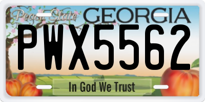 GA license plate PWX5562