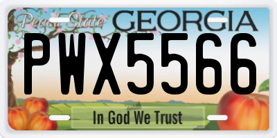 GA license plate PWX5566