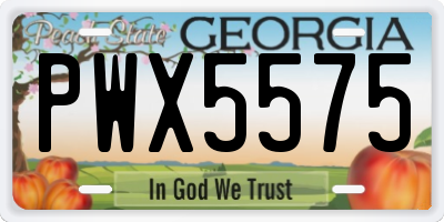 GA license plate PWX5575