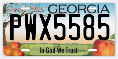 GA license plate PWX5585