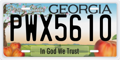 GA license plate PWX5610