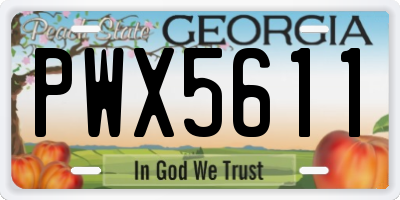 GA license plate PWX5611