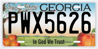 GA license plate PWX5626