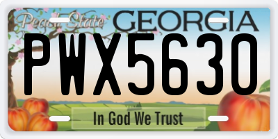 GA license plate PWX5630
