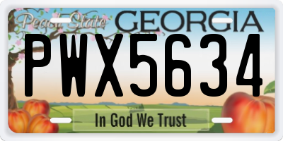 GA license plate PWX5634