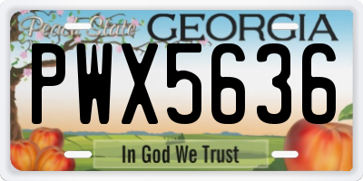 GA license plate PWX5636