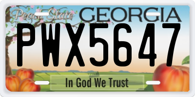 GA license plate PWX5647