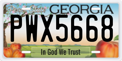 GA license plate PWX5668